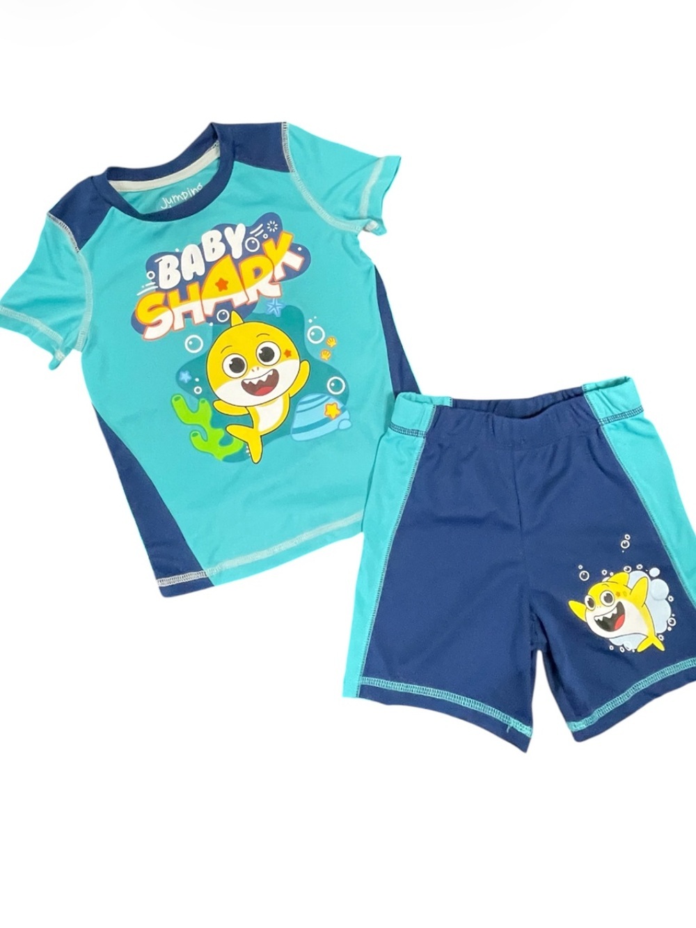 Jumping Beans Active Baby Shark  Boys Shorts Set - Teal & Navy
